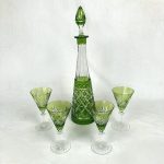 carafe-verres-cristal-taille-vert