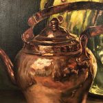 Henri Dupin, Nature morte aux cuivres, huile sur toile XXe – Image 4