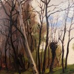 Jean Dumont. Grande huile sur toile encadrée, "Paysage à la barque" – Image 6