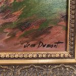 Jean Dumont. Grande huile sur toile encadrée, "Paysage à la barque" – Image 8