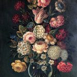 Bouquet de fleurs, huile sur toile dans un encadrement à parecloses – Image 3