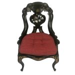 Chaise gondole Napoléon III en bois et papier mâché laqué noir et burgauté – Image 3
