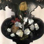 Chaise gondole Napoléon III en bois et papier mâché laqué noir et burgauté – Image 7