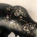 Chaise gondole Napoléon III en bois et papier mâché laqué noir et burgauté – Image 8