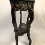 Grande console Napoléon III, bois noirci à riche décor peint et burgauté – Image 14