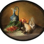 Paire de grands pastels de forme ovale, natures mortes au gibier. XIXe – Image 3