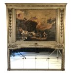 Très grand trumeau de style Louis XVI, bois laqué gris/vert, XIXe – Image 3