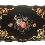 Travailleuse Napoléon III, bois laqué noir et décor peint de fleurs – Image 8