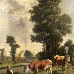 René Joseph Ménard (France, 1827-1887), huile sur toile "fermière et vaches" – Image 3