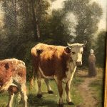 René Joseph Ménard (France, 1827-1887), huile sur toile "fermière et vaches" – Image 4