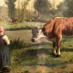 René Joseph Ménard (France, 1827-1887), huile sur toile "fermière et vaches" – Image 5
