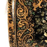 Grand plateau en tôle peinte à décor de fleurs sur fond noir, Napoléon III – Image 7