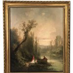 Paire d'huiles sur toile, paysages animés XIXe – Image 3